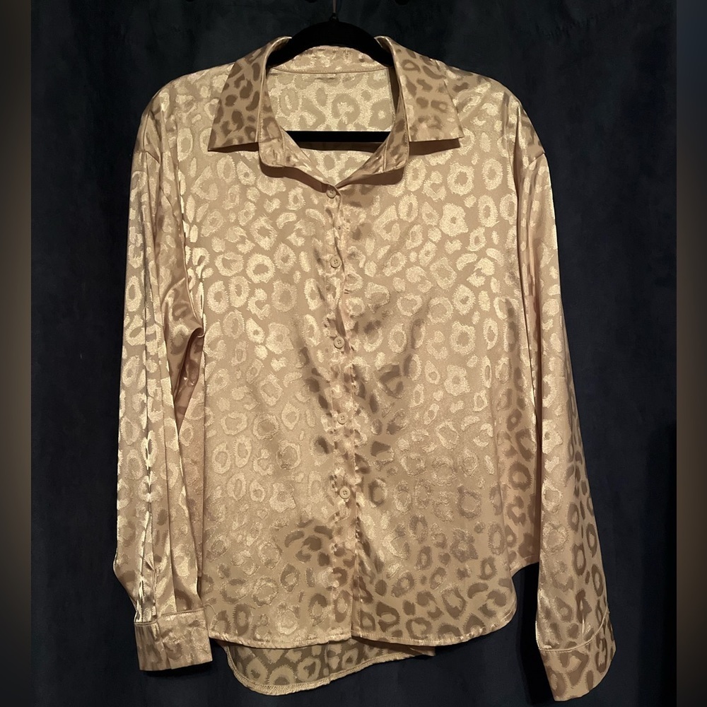 Leopard Print Satin Blouse